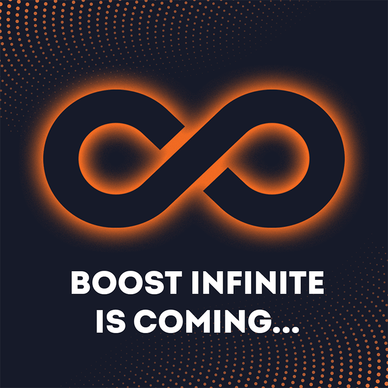 boost infinite news announcement graphic tile